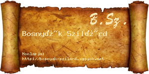 Bosnyák Szilárd névjegykártya